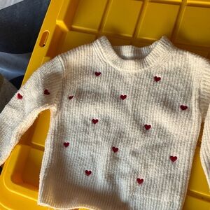 Cat & Jack Cream Knit with Red Heart Details